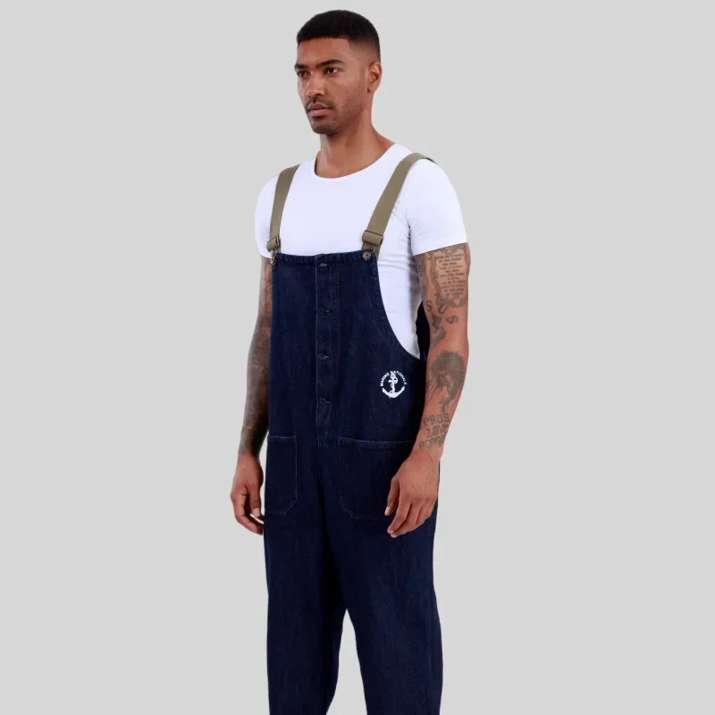 

Workwear Casual Denim Camisole Pants with Black Trendy Style Loose Motorcycle Party Jeans for Men