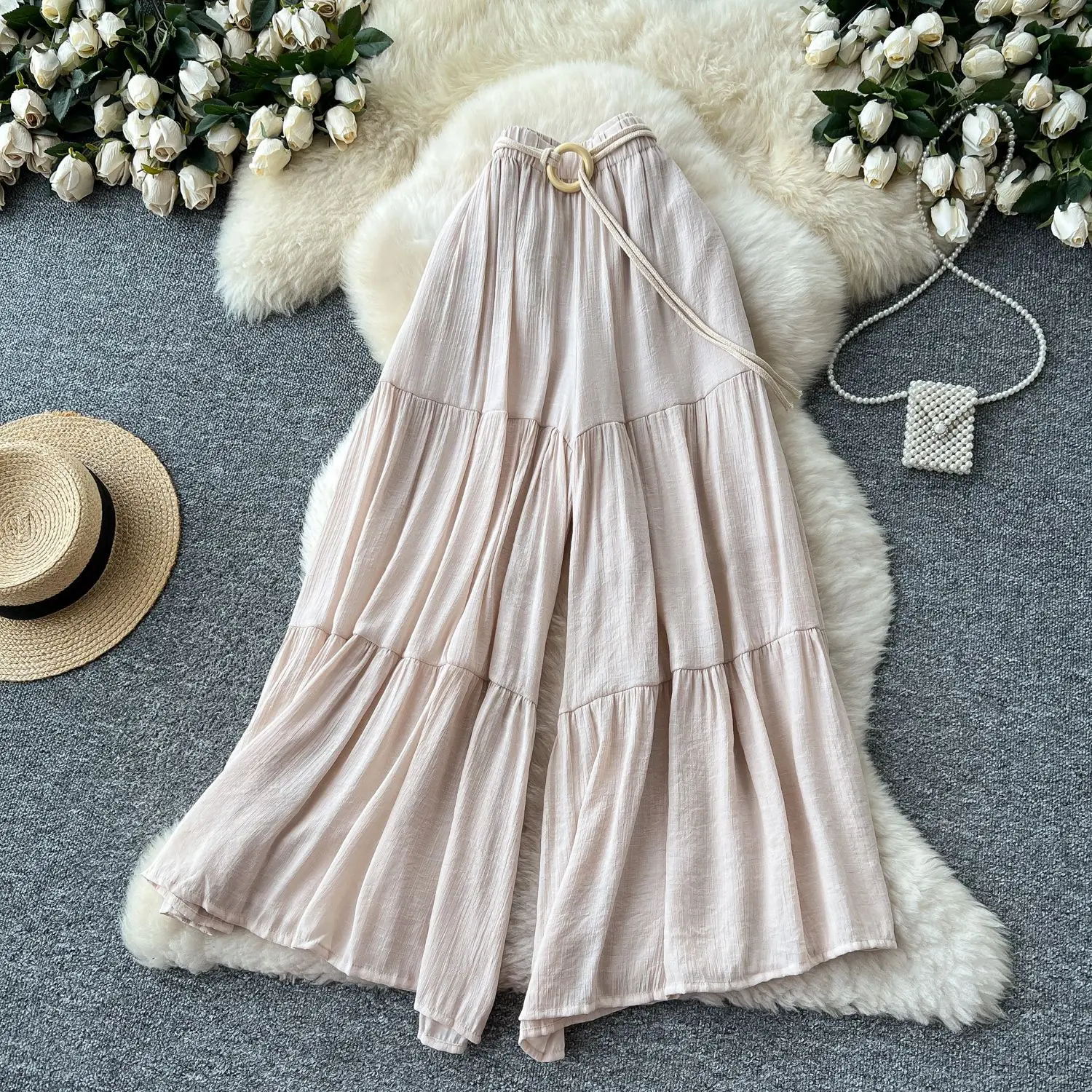 Gonne Pantalone Donna Pantaloni lunghi a gamba larga Pantaloni dritti a vita alta slim fit Y2k Streetwear Elegante cappuccio da lavoro con giunture 2025