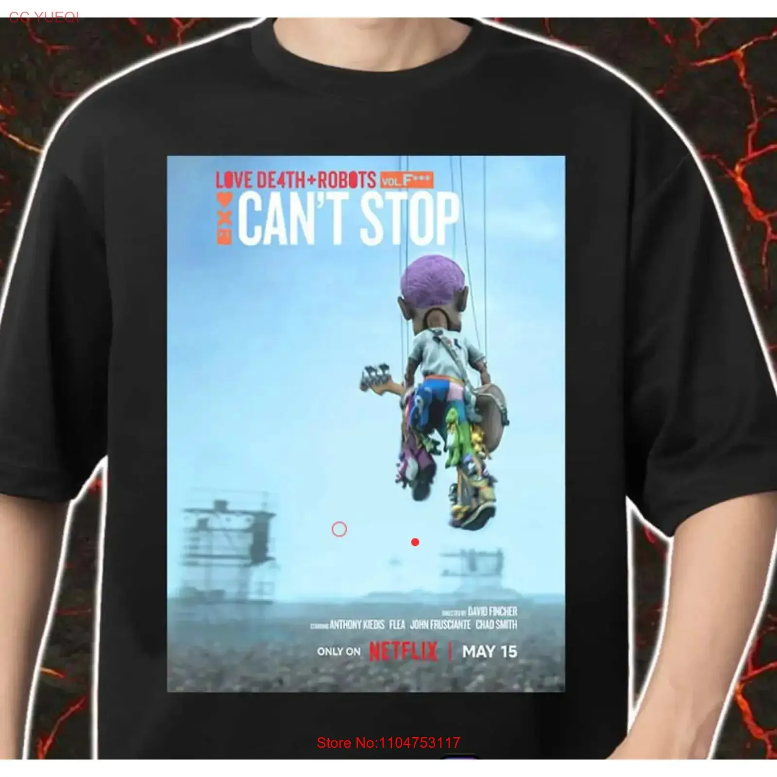 Camiseta vintage con estampado de la película Love Death Robots Cant Stop, 15 de mayo de 2025, gráfico lavado, unisex, suave, estilo streetwear para hombre