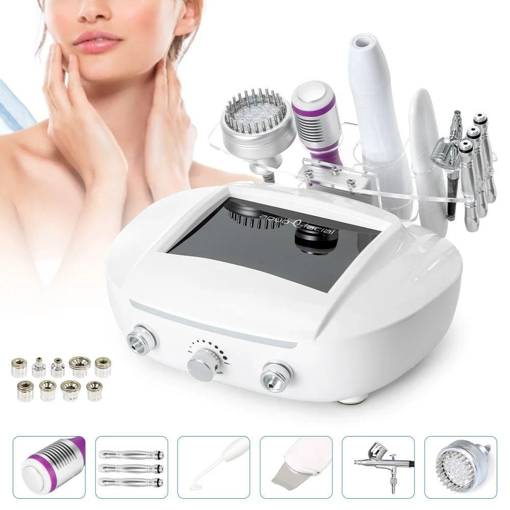 

Newest 6 in 1 Ultrasonic Skin Scrubber Photon Microdermabrasion Sprayer Cooling Machine
