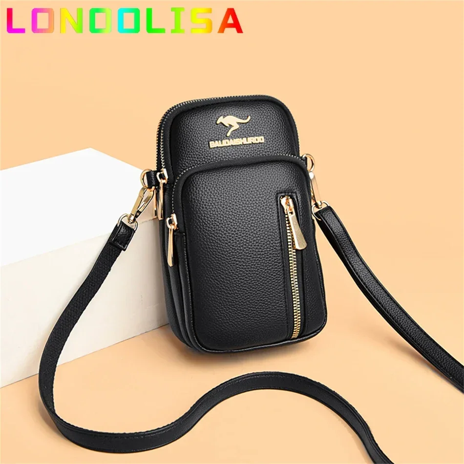 Casual 2 Layers Mobile Phone Bag Women Luxury Designer Shoulder Crossbody Small Bags Female 2024 Messenger Handbags and Purses