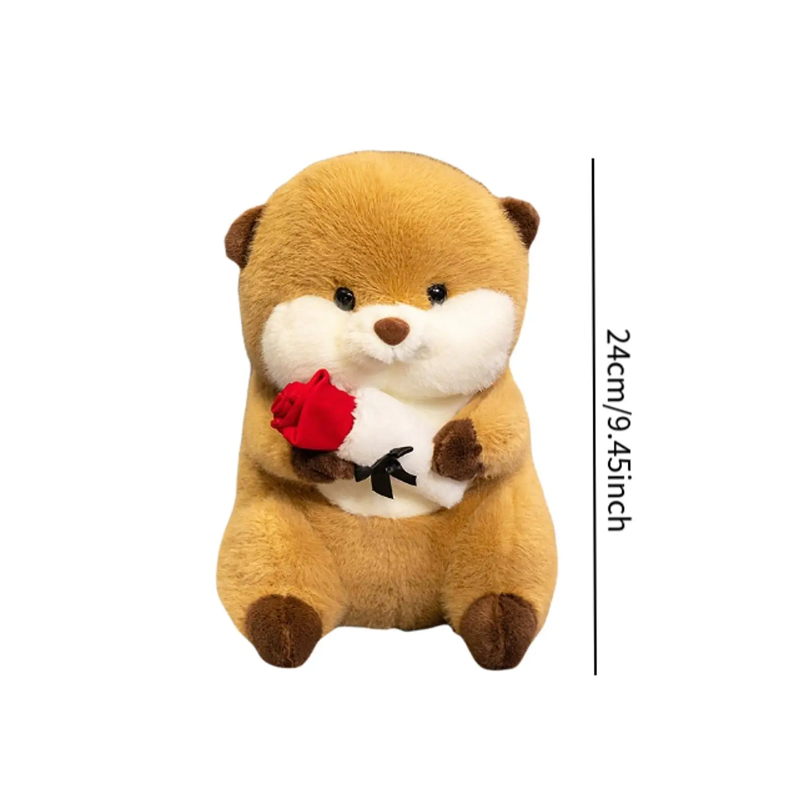 Capibara de peluche con rosa, decoración única para la habitación del Día de San Valentín, juguete de capibara de peluche suave para niñas, niños, regalos, adolescentes, niños