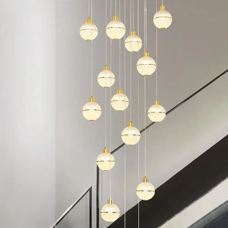 L XL Global staircase LED ceiling Chandelier strip fixtures hotel Villa Hall decor Ball hanging lamp Staircase Lamp Chandeliers