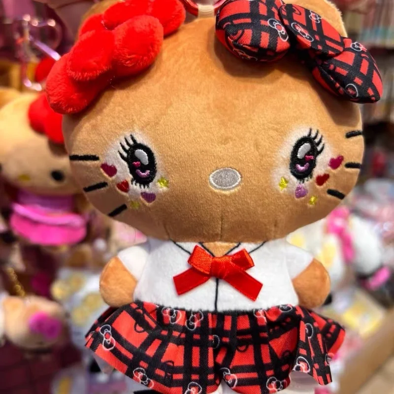 New Sanrio Kitty Black Leather Hot Girl Outfit Plush Doll Cute Pendant Cute Toy Birthday Gift Table Decoration Children'S Toy