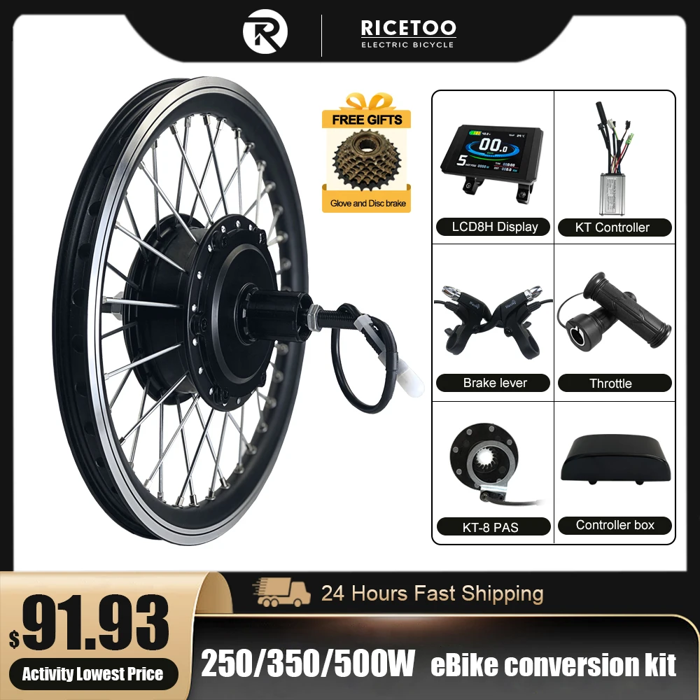 

250W/350W/500W 36V48V Electric Bicycle Conversion Kit Rear Cassette Wheel Hub Motor Kit 16-29 Inch 700C 142mm Dropout