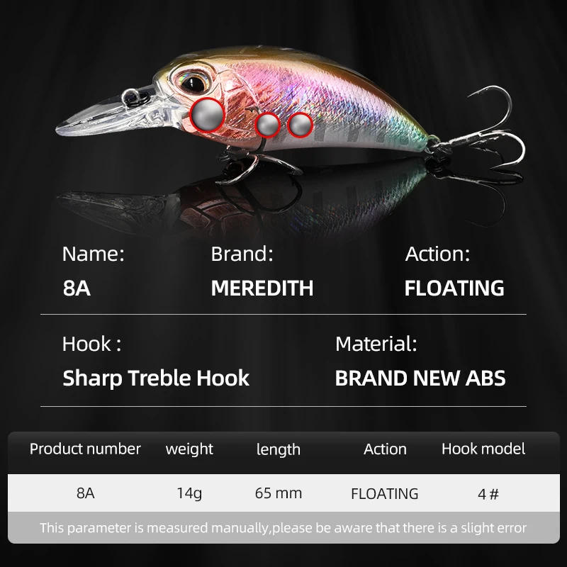 MEREDITH JERK CRANK M65 Plovoucí Wobler 14g Tvrdá nástraha - Image 2