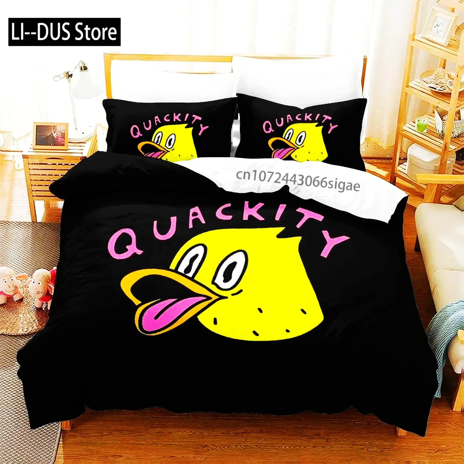 

Anime Quackity Duck Bedding Set Boys Girls Twin Queen Size Duvet Cover Pillowcase Bed Boys Adult Fashion Home Textileextile