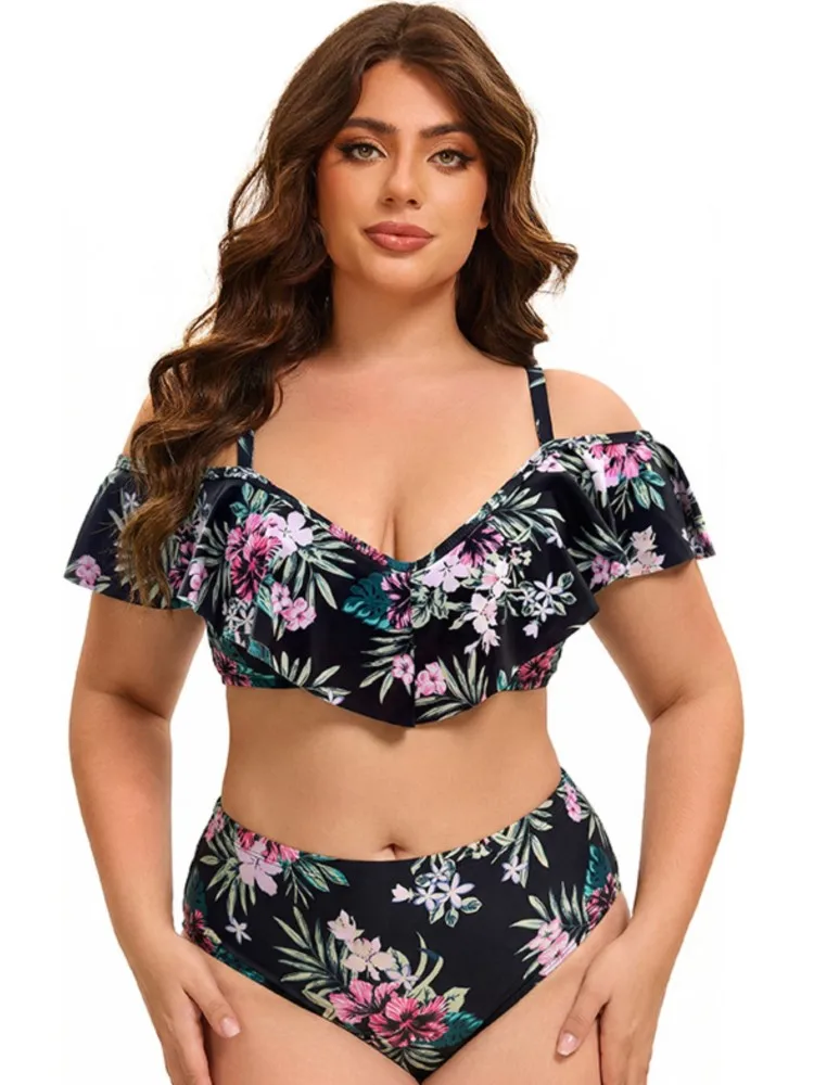 

XL-5XL Plus Size High Waist Bikini Women's Push Up Large Size 3XL 4XL Swimsuit Summer Mujer Tummy Control Swimwear Bikini Sets