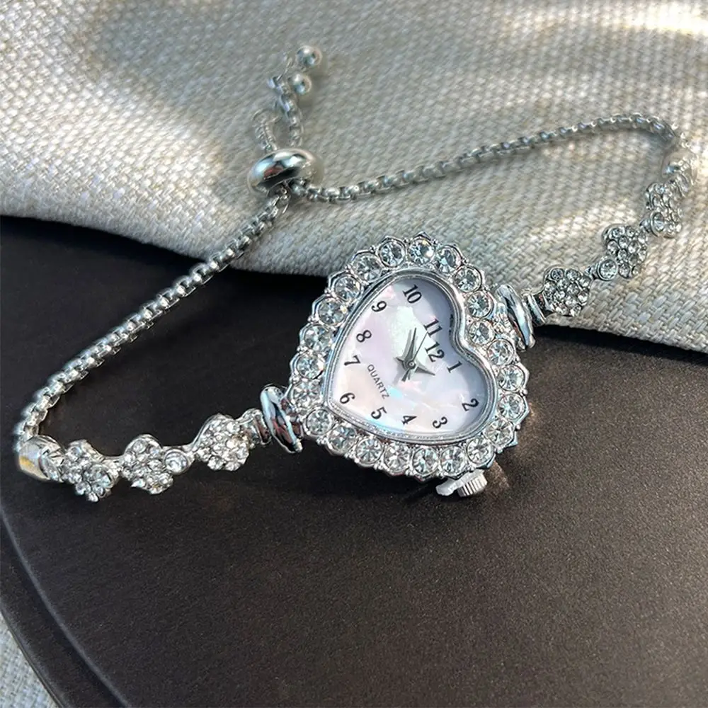 New Quartz Watches Stainless Steel Heart Shaped Watch With Adjustable Bracelet Women Wristwatch Exquisite Wrist Decoration image 4