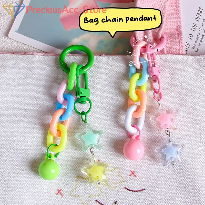 Colorful Candy Colors Star Chain DIY Keychain High Quality Acrylic Pendant For Women Girls Backpack Keyring Charms Gifts