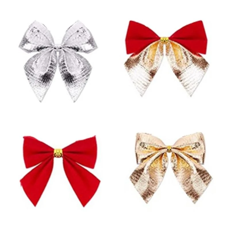 

12pcs Christmas Bowknot Ornaments Festive Home Decor Set for New Year Festival Party Decorations Bowknots Bauble high quality