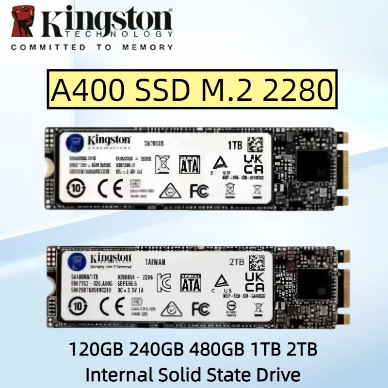 Kingston A400-NGFF SSD M.2 2280 Internal Solid State Drives 480G 240G 120G 2TB 1TB M.2 SSDs SATA Hard Disk for Laptop Desktop PC