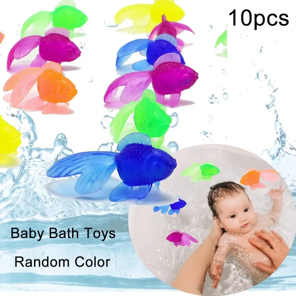 10 Uds. Ducha de baño, pez dorado, juego de playa, juguetes de baño para bebé, herramienta de baño para niños pequeños, juguete de juego de agua para niños