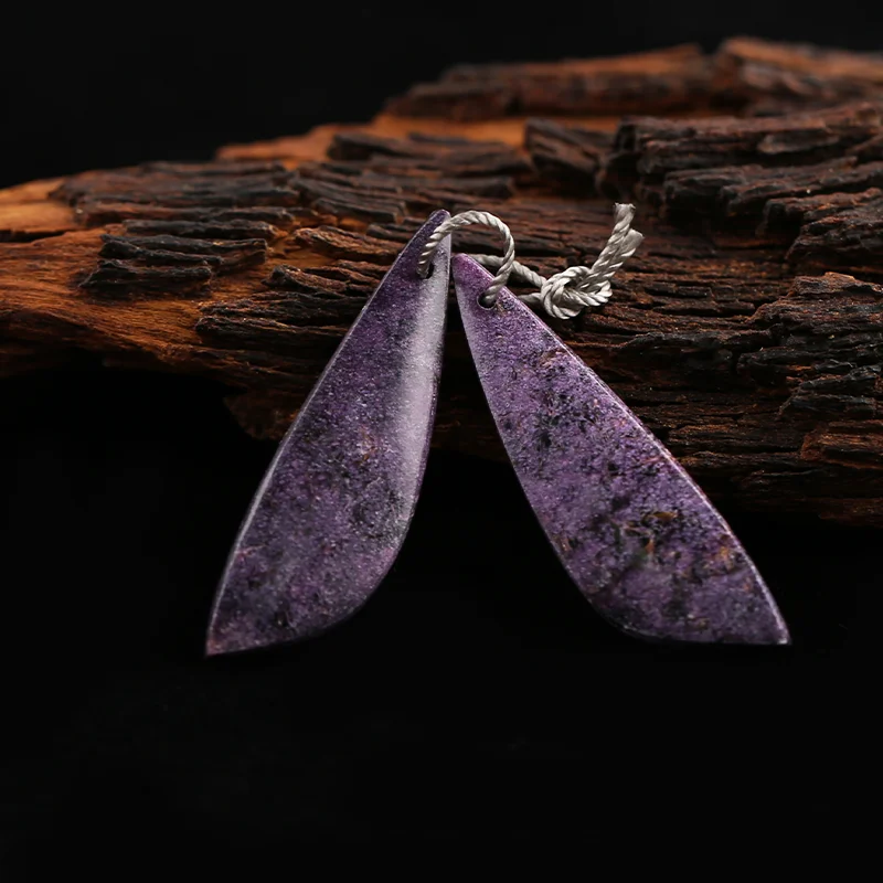 B&F African Purple Stone Earring Beads, Handmade Natural stones beads, Polished Stones for jewelry Making Supplies