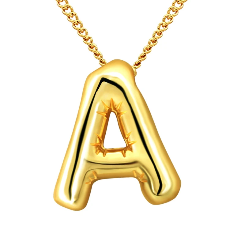 

Bubble Letter A-Z Pendant Balloon Initial Stainless Steel Vintage Necklaces for Women with Dainty Chain Girlfriend Birthday Gift