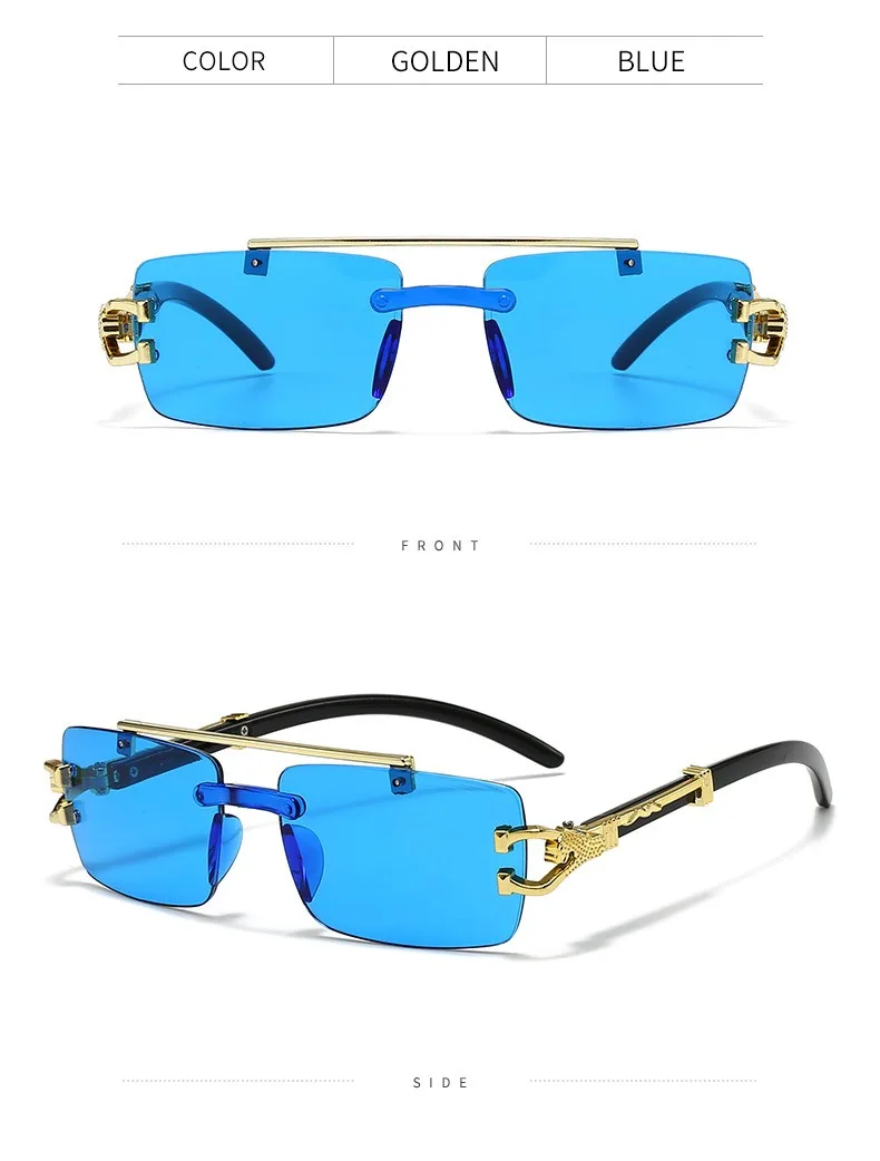 2025, neue modische rahmenlose Schneidkante, integrierte Doppelstrahl-Leopardenbein-Anti-UV-Sonnenbrille, Retro, vielseitig – Detail 10