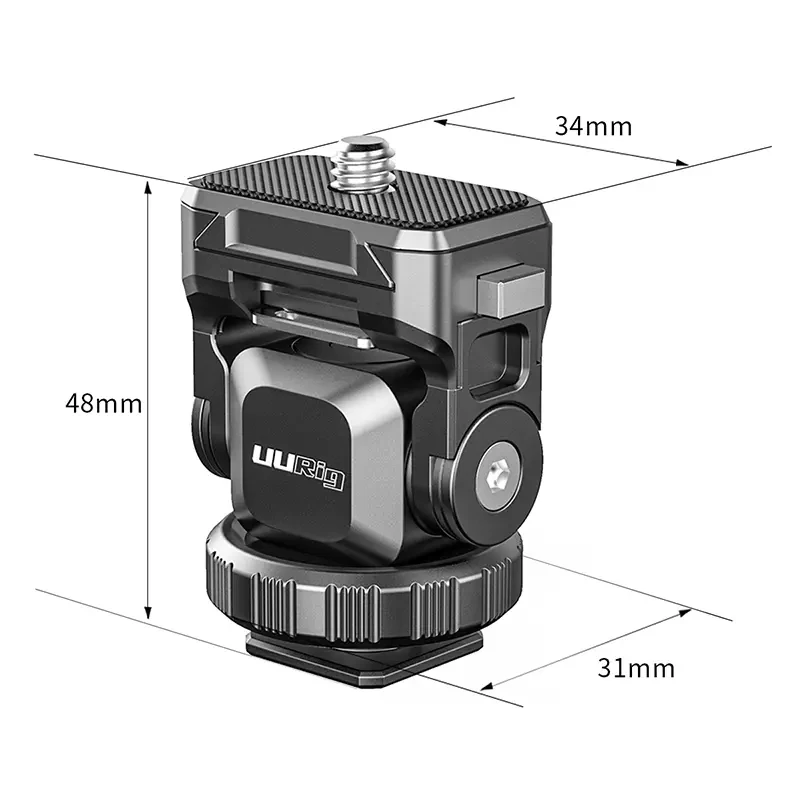 UURig R067 Ballhead Monitor Multi angle Ball Head Multi-functional Cold Shoe Mount Bracket Quick Release Gimbal with 1/4\