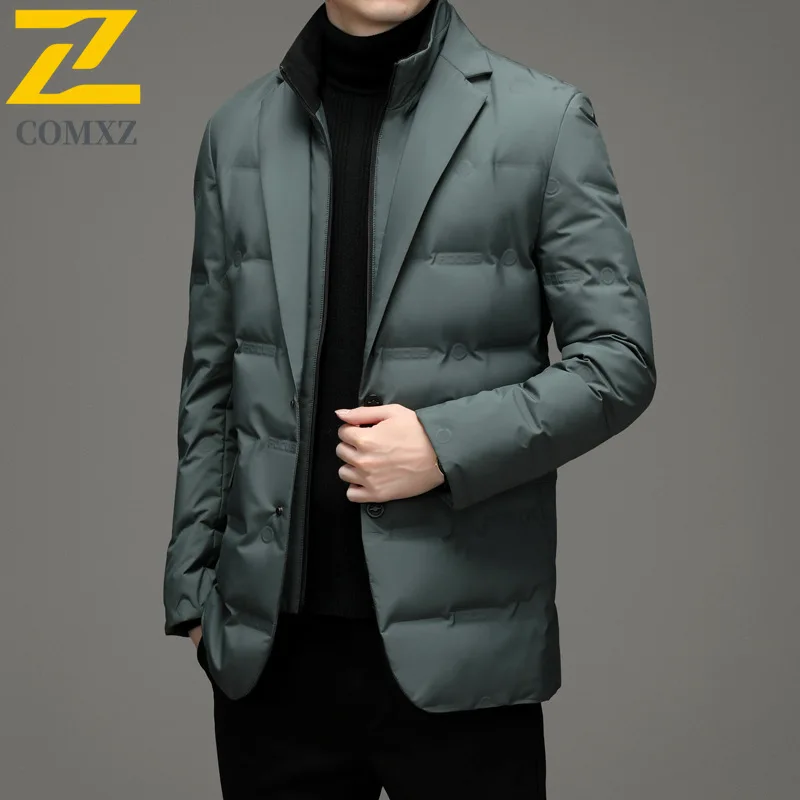 COMXZ Giacca da pane da uomo 2025 Colletto alla coreana Tessuto alla moda a prova di freddo Giacca invernale da avventura sulla neve Cappotto imbottito caldo per il tempo libero all'aperto