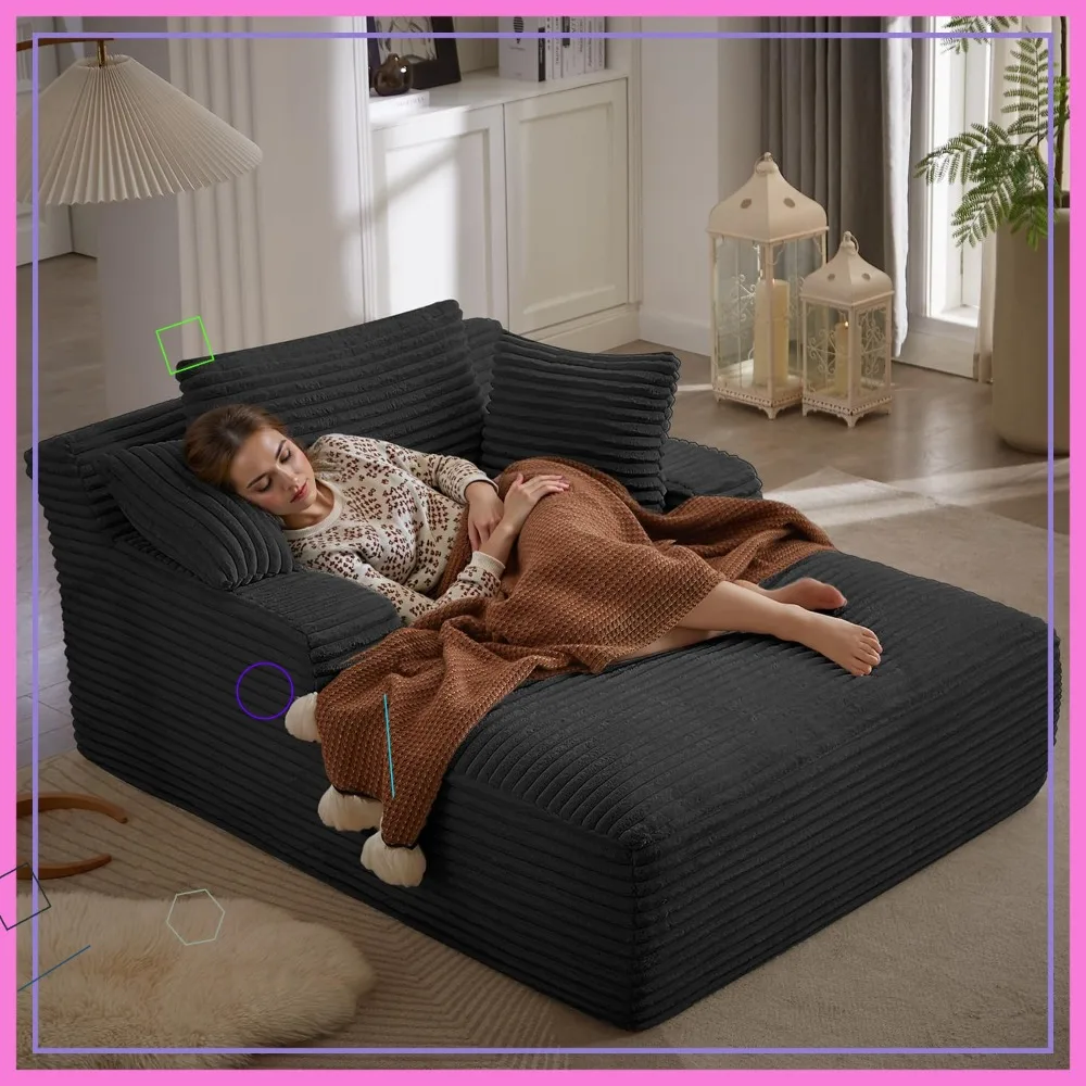 

67-дюймовый большой шезлонг, вельветовый диван-кровать для гостиной, сборка не требуется