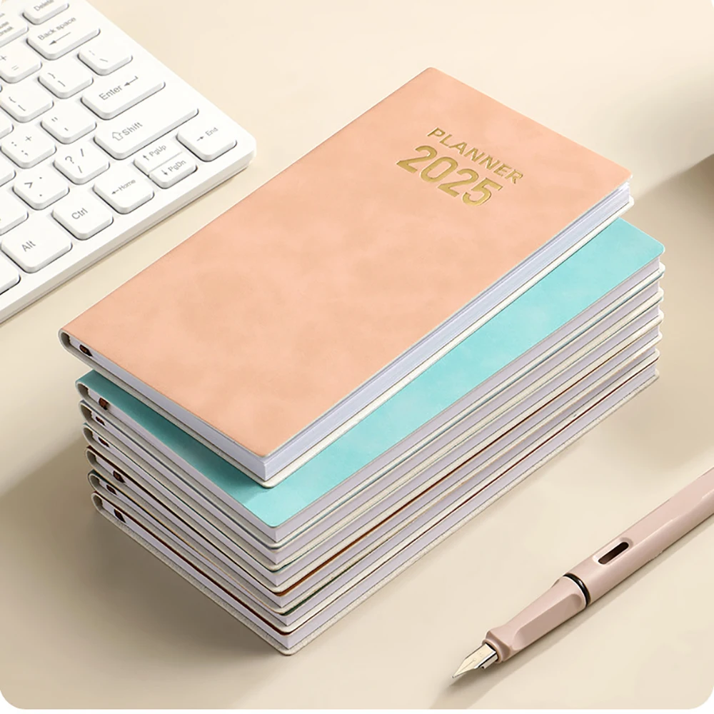 2025 A6 Agenda Libro Diario portatile Planner settimanale Notebook Lista delle cose da fare Blocco note inglese con calendario Forniture per ufficio