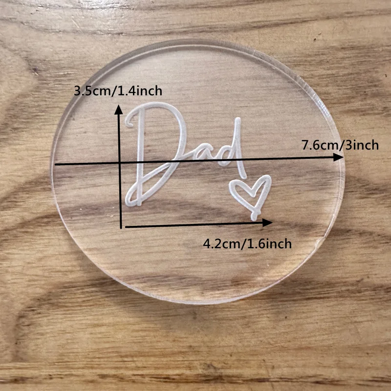 Cake Tool 3inch NO.1 Daddy Dad Acrylic Outboss Best Dad Stamp Reverse Embosser Fondant Cookie Stamp Cake Mould Baking Tools DIY