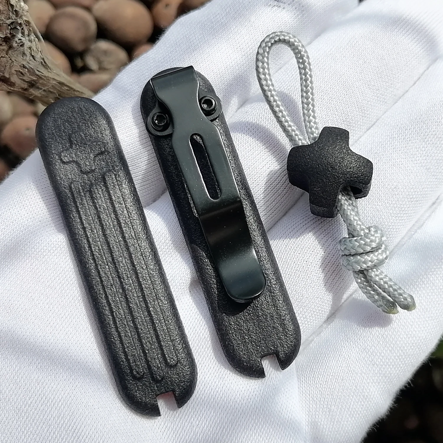 1 Pair Fibred Nylon Scales with Clip for 58mm Victorinox SAK Modify, 58 Handle Scale with Tweezers&Toothpick Slot