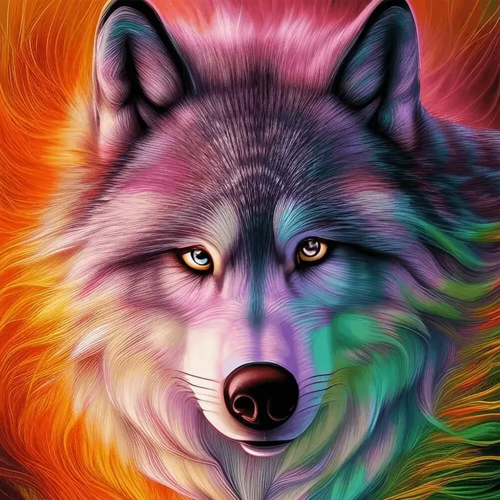 Sunature Diamond Painting Art Full Square Round Drills Wolf Diamond Painting Kit