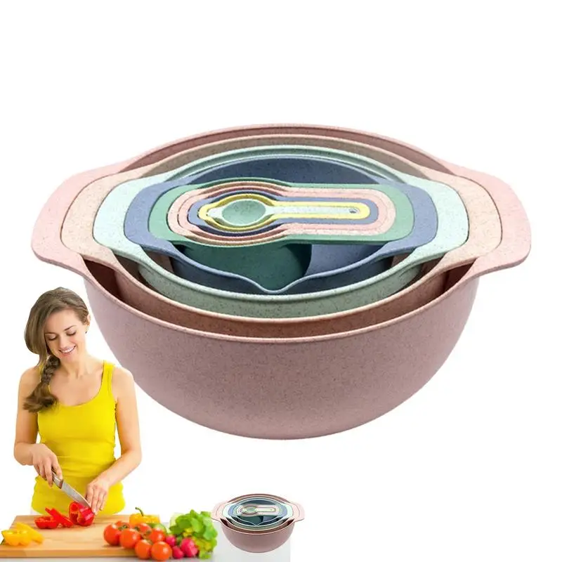 

stackable measuring cup set multipurpose mixing bowl food storage 10 pieces colourful kitchen accessories for baking and mixing