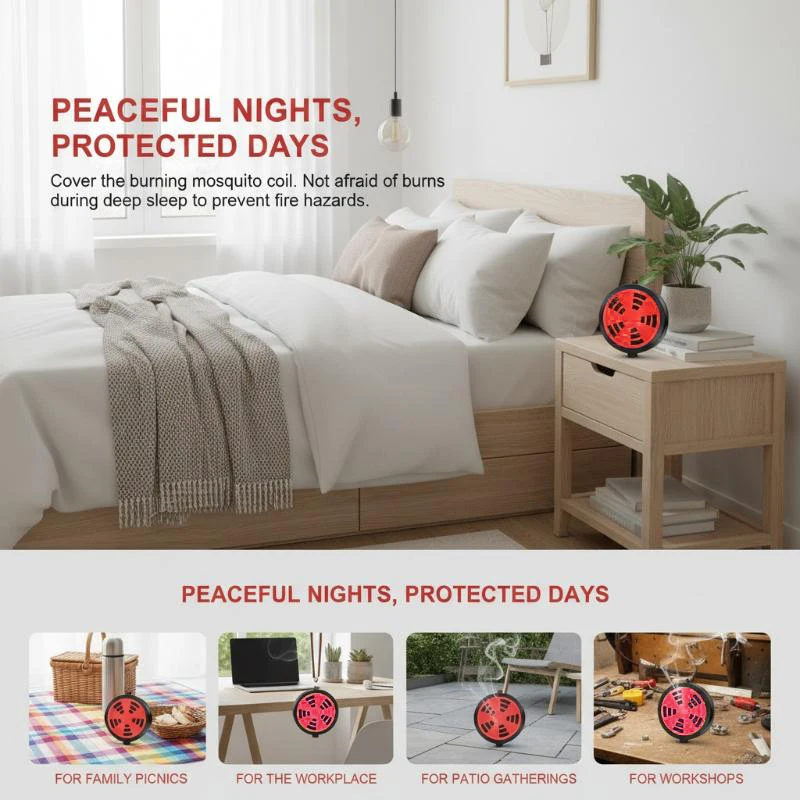 New Outdoor Portable Mosquito Coil Holder Hangable Fireproof Anti-Scald for Picnic BBQ Hiking Travel Vacation Use