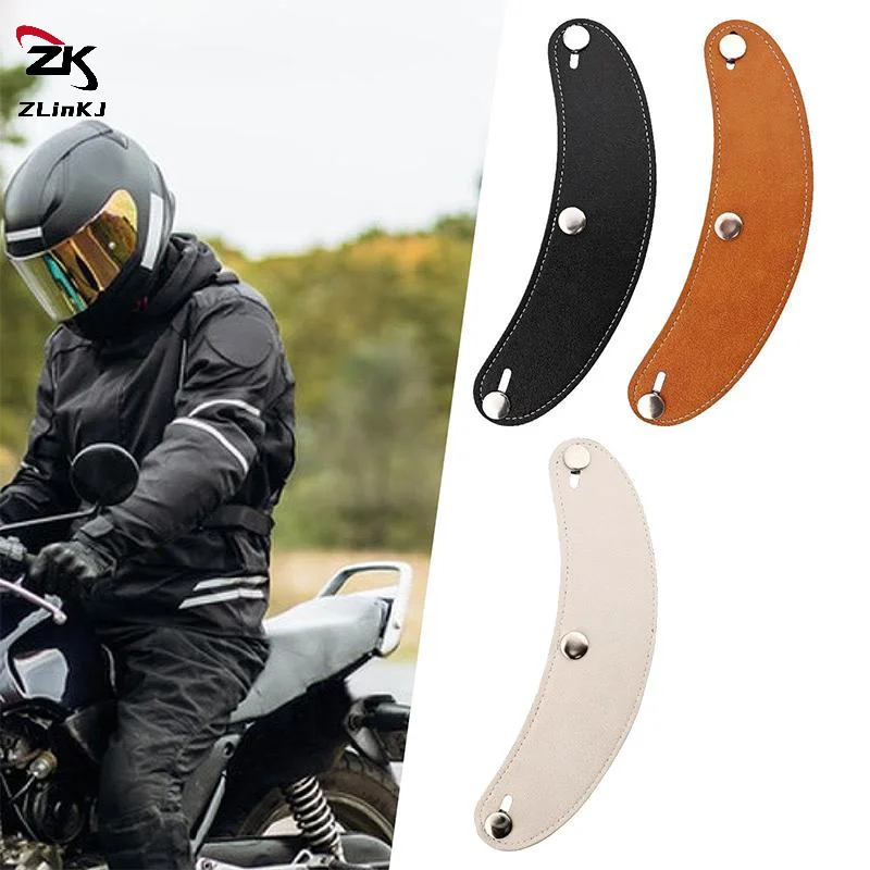 Retro 3 Pin Helmet Visor Brim Leather Removable For Scooter Bike Motorcycle Helmet Brim Flip Up Windshield Rain Sun Protection view 3