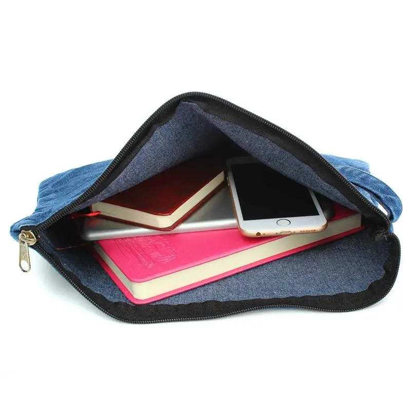 Canvas denim Women clutch Bag Blue ladies Clutches Bolsa Feminina Wristlets Lady Casual Handbag Wallets purse