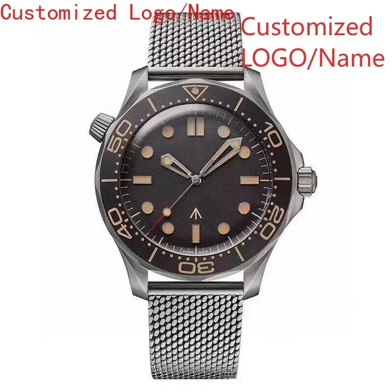 Reloj mecánico automático de lujo para hombre, acero inoxidable 904L, oro rosa, bisel de cerámica verde, correa de goma de zafiro personalizada