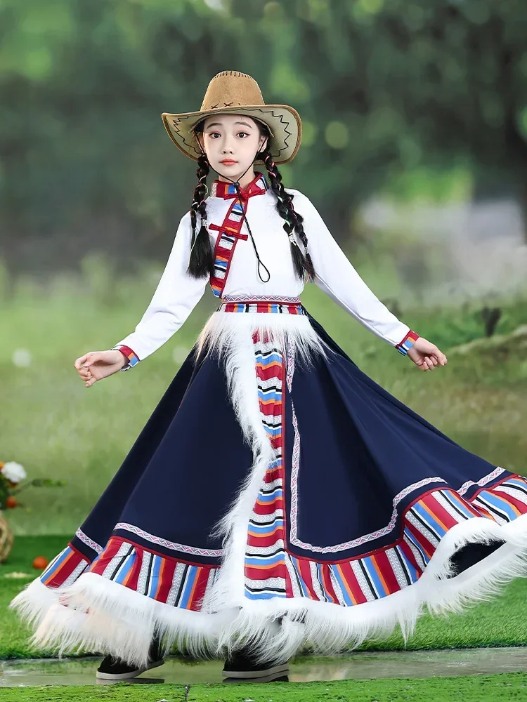 clothing Children's performance clothing Dance performance clothing Tsering Lasso Herdsmen's Voice New Girl three-piece set