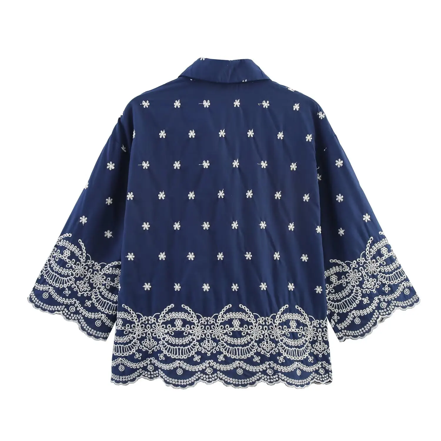 

Women's New Fashion casual single breasted embroidered lapel shirt long sleeved women's shirt chic top+Pants suit