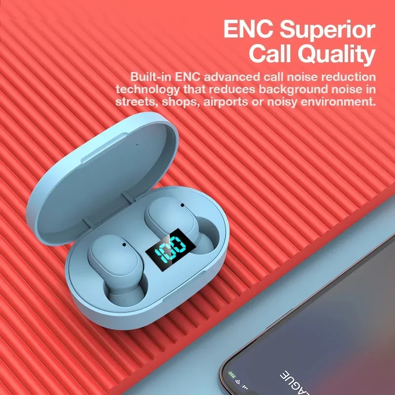 سماعات بلوتوث لاسلكية E6S مع شاشة LED وسائد أذن ستيريو عميقة مع ميكروفون وسماعات أذن لاسلكية