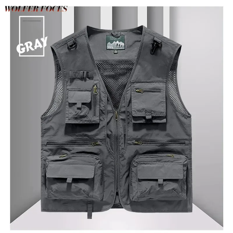 

Multi Hunting Sleeveless Golf Jacket Vests Pockets Tactical Pocket Vest Padding for Windbreaker Leather Men MAN Waterproof Work