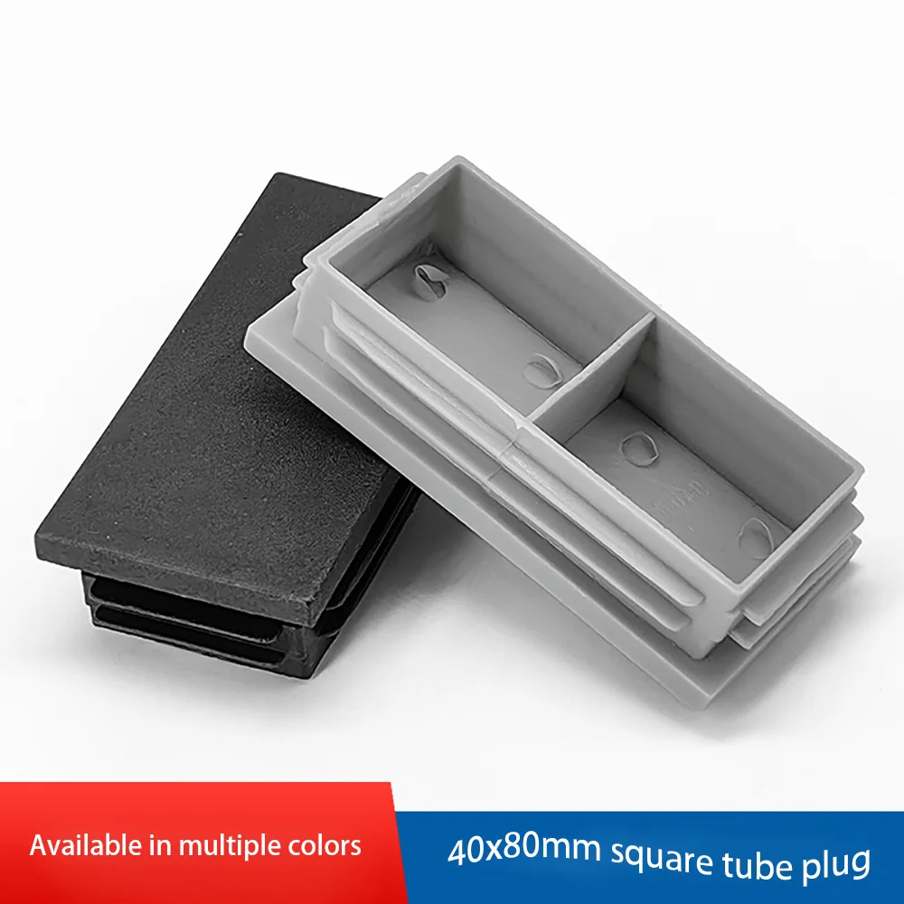 4Pcs Black White Gray Yellow Brown Rectangle Flat Plastic Pipe Plug Dust Plug Protection Sleeve Anti Slip Pad End Cover 40x80mm