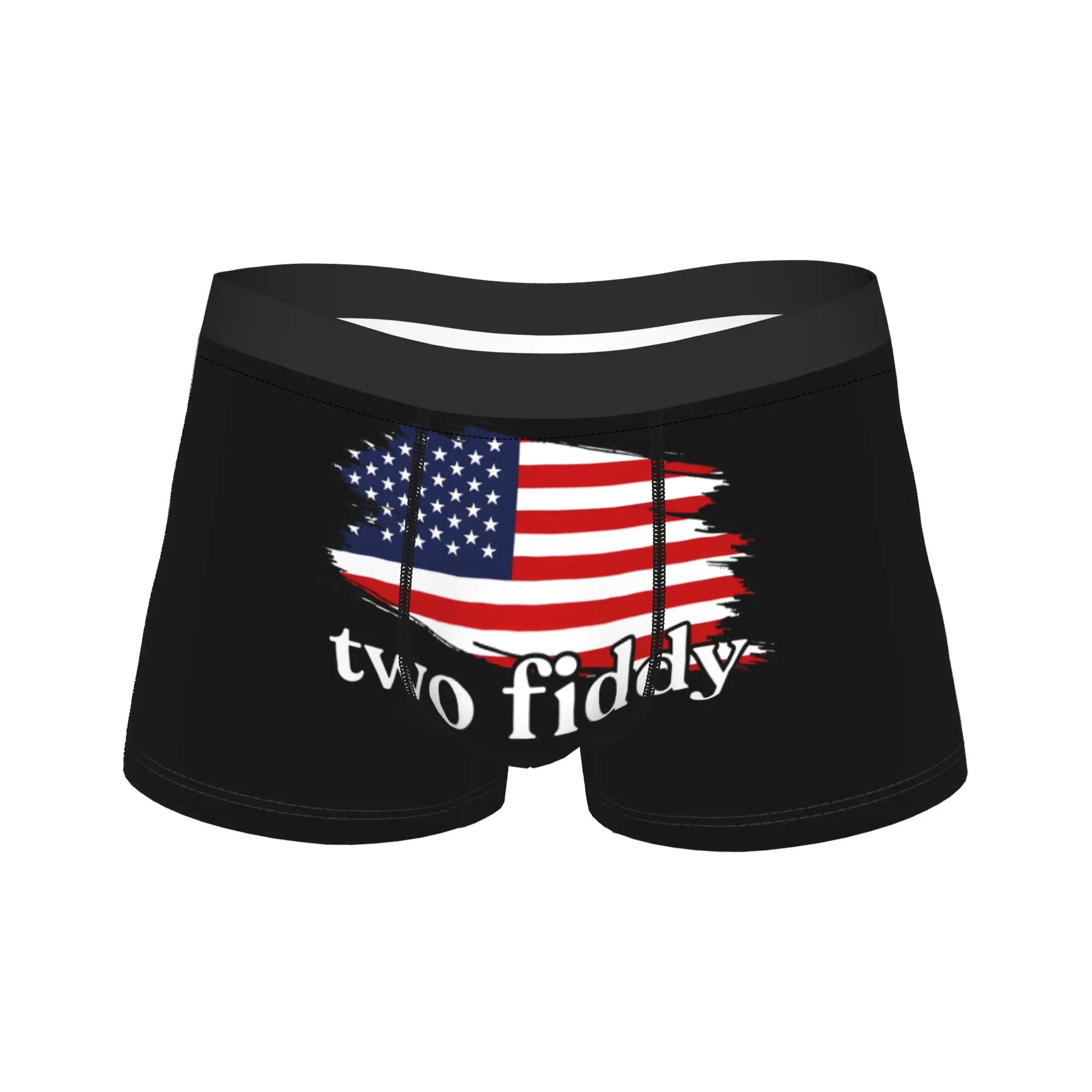 Two Fiddy American Flag Underwear  Men's Underpants Custom DIY Comfortable Boxershorts Quality Shorts Briefs Plus Size 2XL