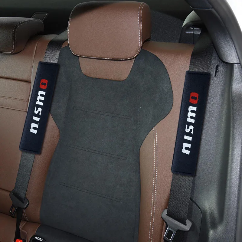 Car Seat Belt Logo Cover Shoulder Pad Car Accessories Styling For Nismo Logo Emblem R34 GTR Tiida Sylphy Teana X-trail Qashqa