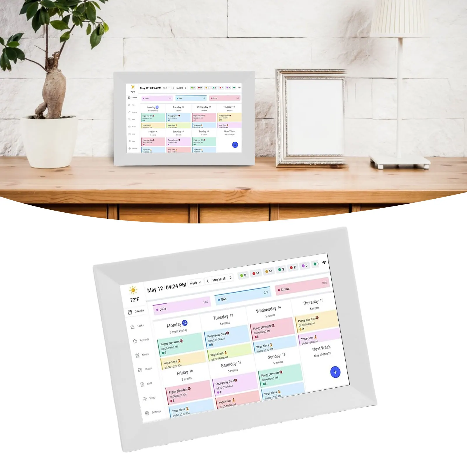 

Wall Electronic Calendar 10.1 Inch WiFi Digital Calendar 1080P Touchscreen Family Planner Schedule App Control Support 32GB