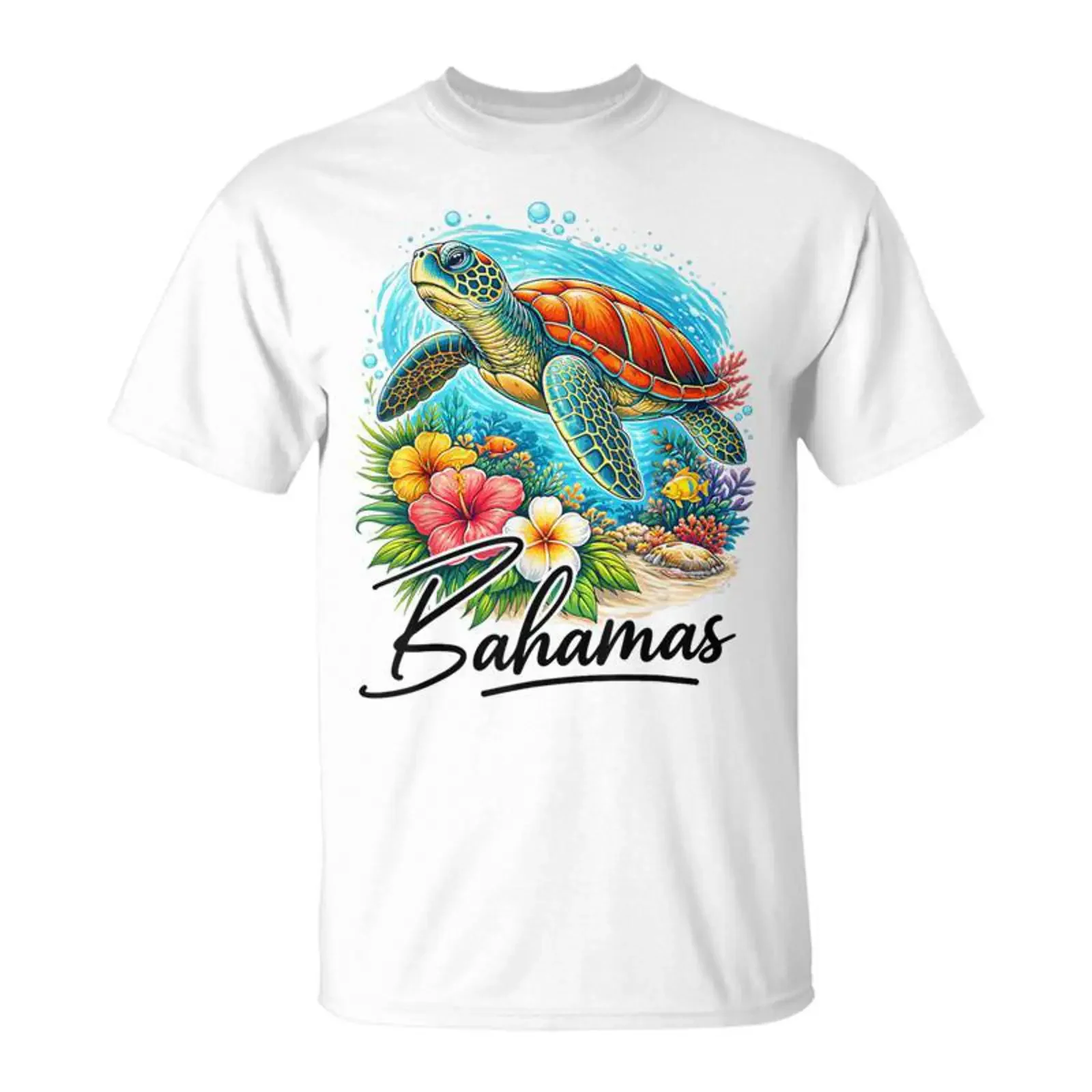 Croisière Aux Bahamas Îles Des Caraïbes Tortue De Mer T Shirt Cadeauxyz vintage Washed Versatile Stretched Soft