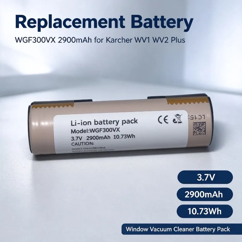 3.7V 2900mAh Li-ion Replacement Battery WGF300VX for Karcher WV1 WV2 Plus Window Washer