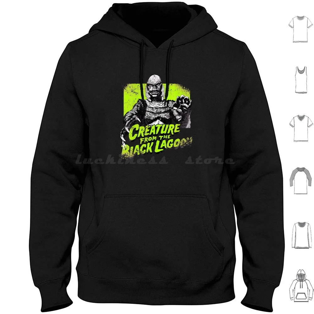 Creature From The Black Lagoon Green Hoodies Long Sleeve Horror Frankenstein Monster Universal Monsters Halloween