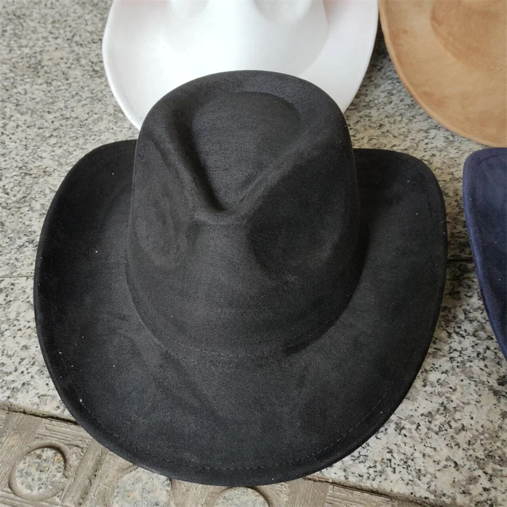 Klassiek Suède 7,5 cm Western Cowboy Dames Fedora Hoed Heren Kerk Jazz Hoed Mode Reizen Feesthoed Denim Hoed 2025