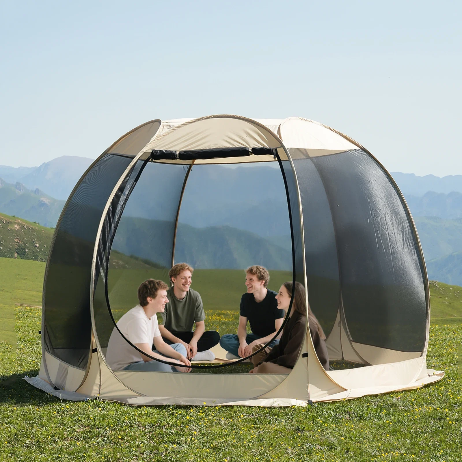 

Portable Canopy Mosquito Net Tent Can Accommodate 6-8 People Camping, Backyard Terrace and Outdoor Tent for Family Use