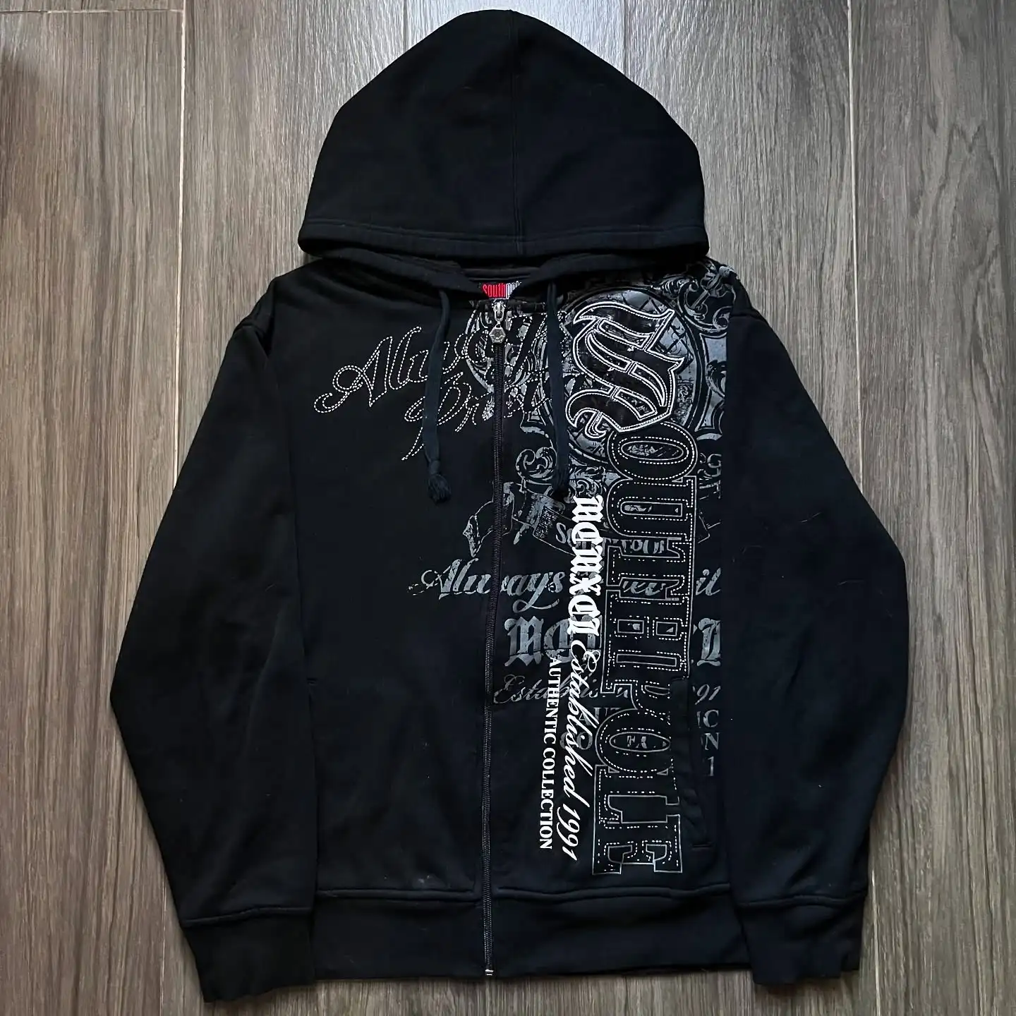 

Zipper Tapout Hoodie Men Retro Letter Embroidered Hoodie Street Y2K American Hip Hop Fashion Punk Casual Hooded Jacket Women