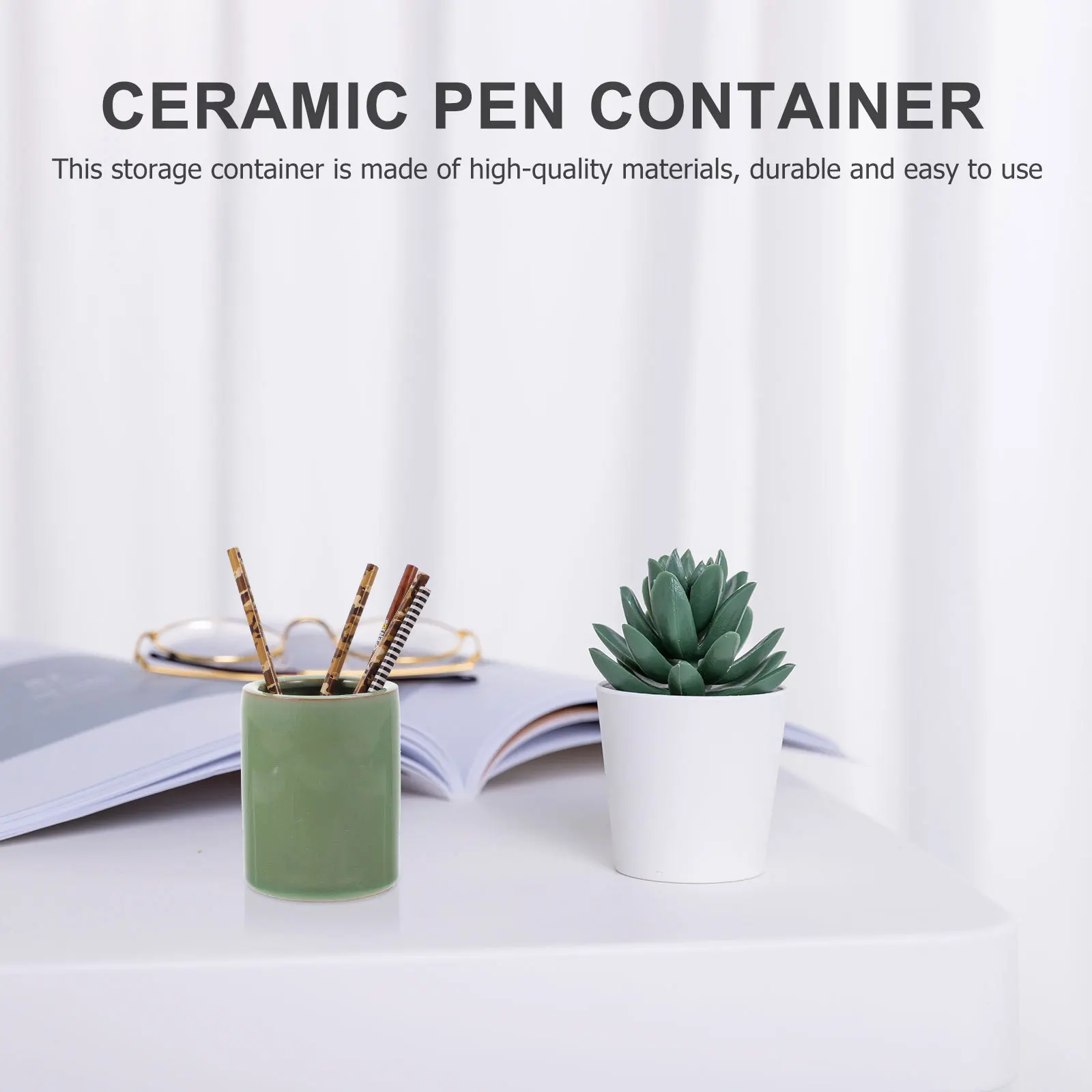

1Pcs Ceramic Pen Holder Delicate Pencil Storage Desktop Organizer for Office Study Makeup Brush Container Ceramic Pen Holder