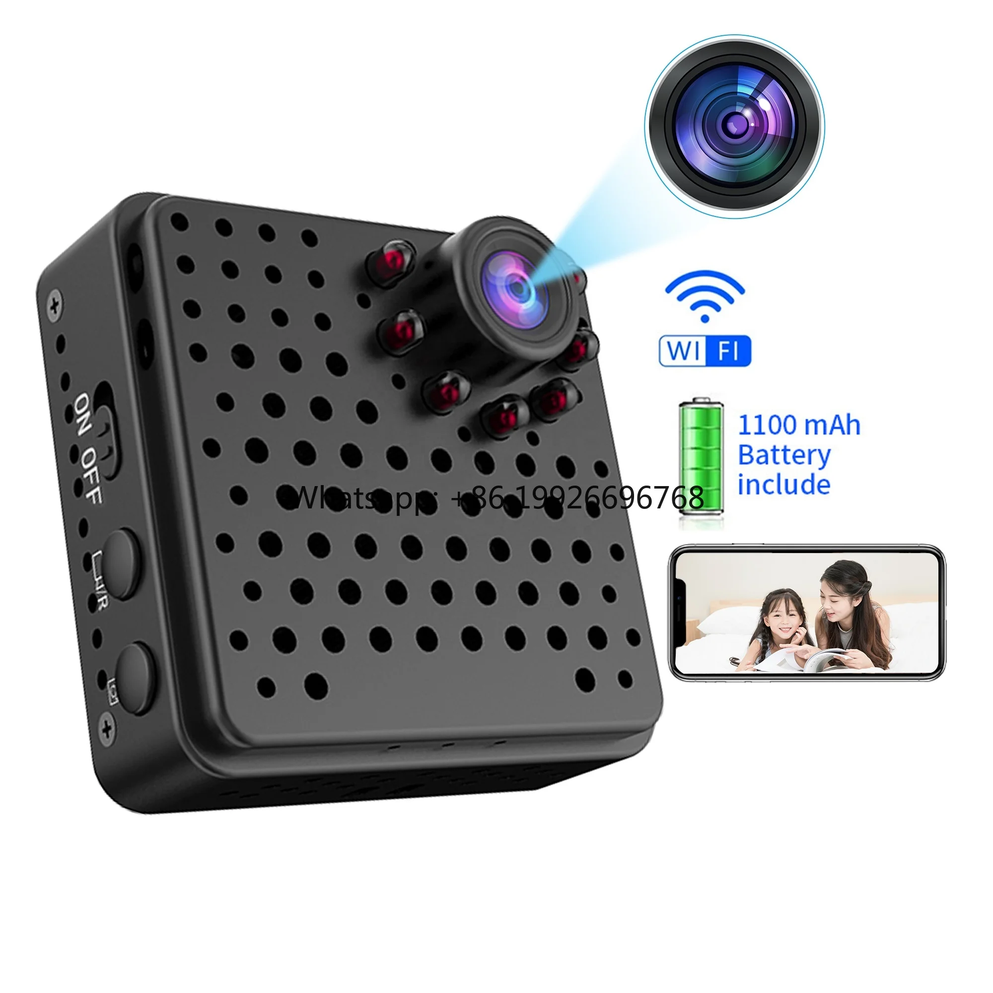 

High Quality W18 1080p HD 1150mah Mini Cam Night Vision 155Degree Wide Angle Wireless Home Security Mini Wifi Cameras