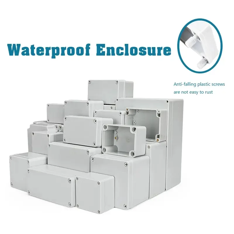 IP67 Grey/Clear Cover Outdoor Waterproof Junction Box Housing ainproof Plastic ABS Enclosure Screw Cable Sealed Connections Case