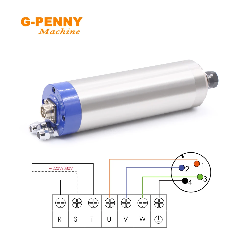 Imagem -04 - G-penny 1.5kw Er16 Motor de Eixo Refrigerado a Água d = 65 mm Peças de Rolamentos de Refrigeração a Água para Trabalho em Madeira Cnc